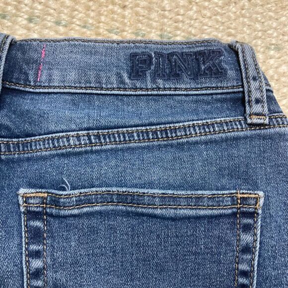 Pink Victoria’s Secret, Medium Blue Wash Cut Off Light Distressed Shorts Women 4 - Picture 8 of 9